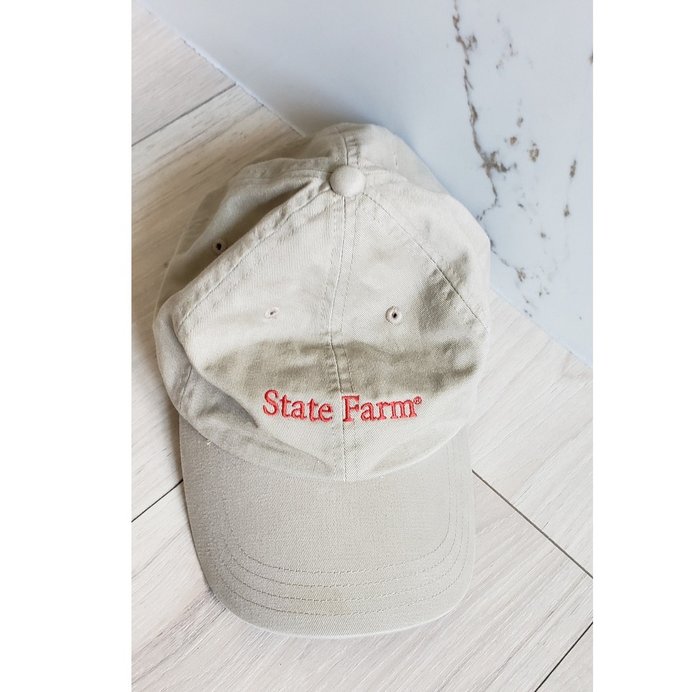 Lands End Hat Unisex Beige State Farm Logo Adjustable Twill Strapback Halloween